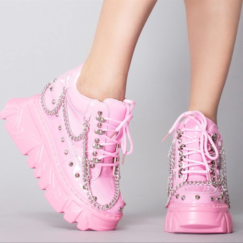 Space Candy by Anthony Wang 4" Baby Pink Sneaker Wedges